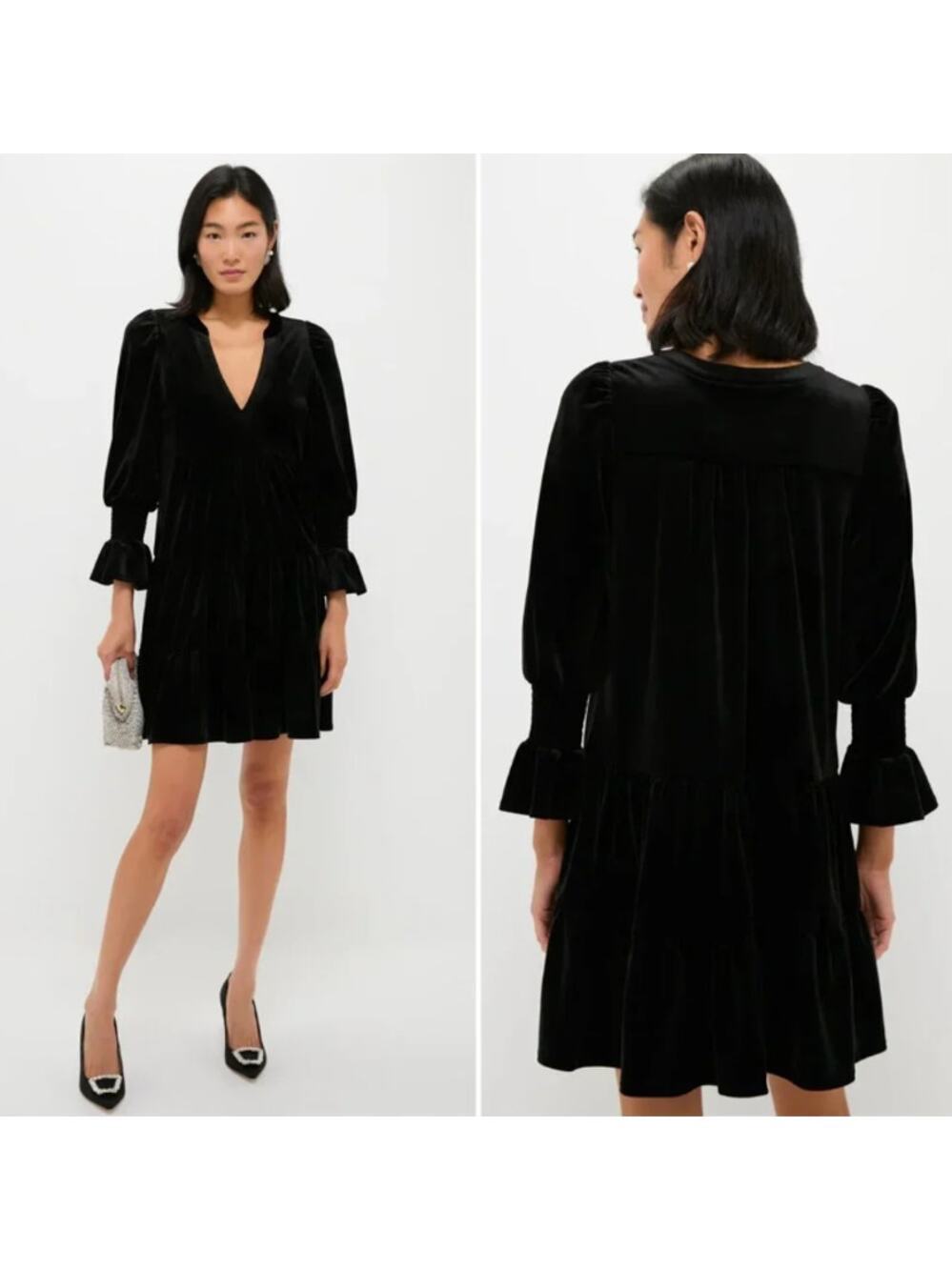 Tuckernuck Pomander Place Black Velvet Kenzo Dress Women's XXXL Tiered Swing